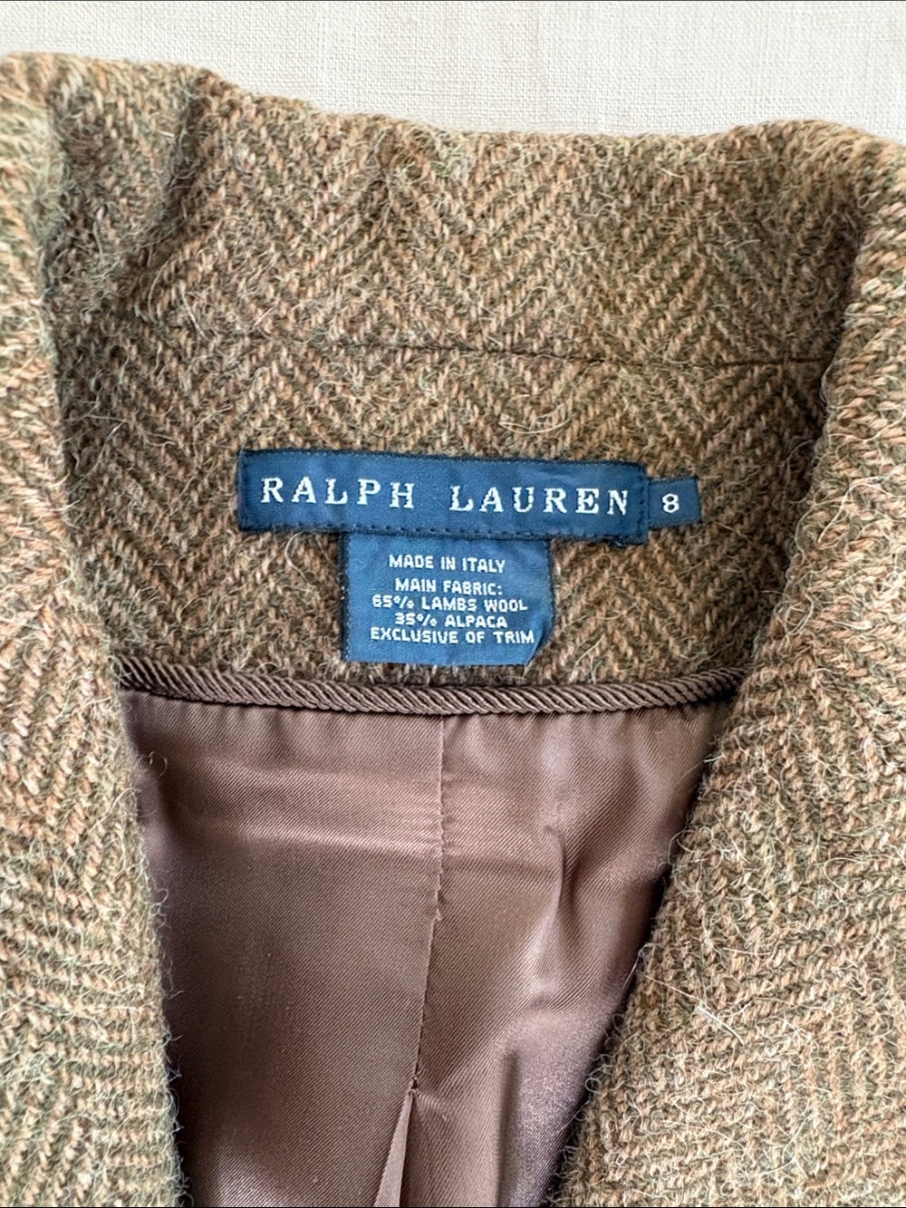 Ralph Lauren Blue Label Brown Herringbone Wool Blazer - Picture 4 of 9